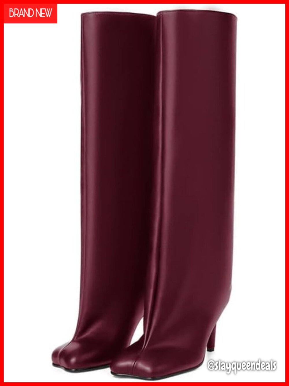 Faux Suede Knee High Boots Square Toe Kitten Heel Pull On Wide Calf